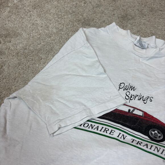 Vintage 80s Millionaire in Training Ferarri T Shirt Crop Top Women's Large - Picture 7 of 12